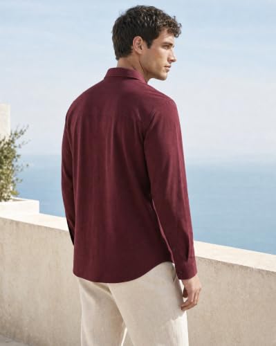 Image of Nobero Everyday Comfort Shirt for Men | Cotton Shirts for Men in 205 GSM Plated Interlock | Stand Collar | Regular Fit | Full Sleeve