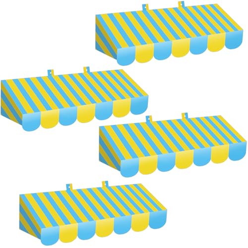 Image of Tallew 4 Pcs 3D Circus Awning Wall Decoration Farmers Market Party Decorations Carnival Awning for Halloween Carnival Theme Party Classroom Decorations(Blue and Yellow)