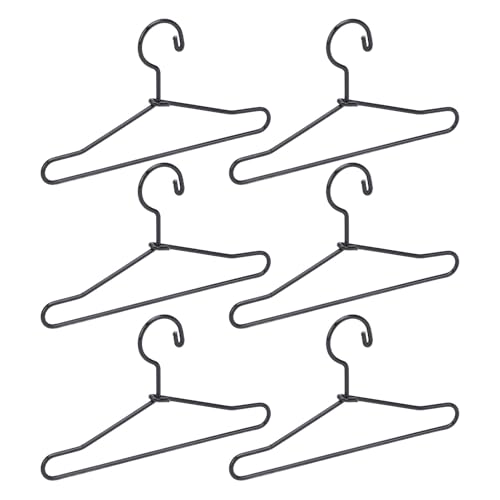 Mini Doll Clothes Metal Hangers, Metal Mini Doll Clothes Hangers, Cute Cartoon Closet Decor Accessories Black, 10Pcs (65mm)