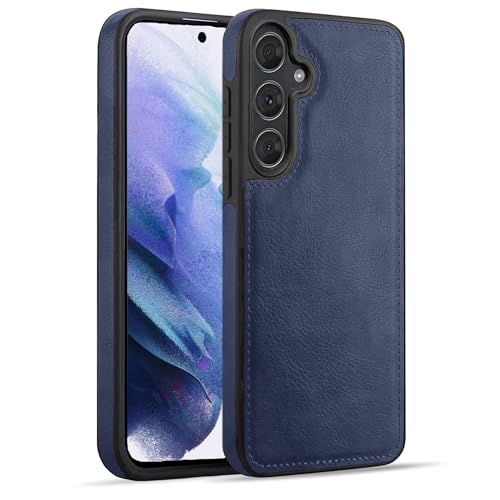 Image of Leather Case for Samsung Galaxy S23FE Premium Protective Stylish Slim Cover with Shockproof Raised Edges Blue