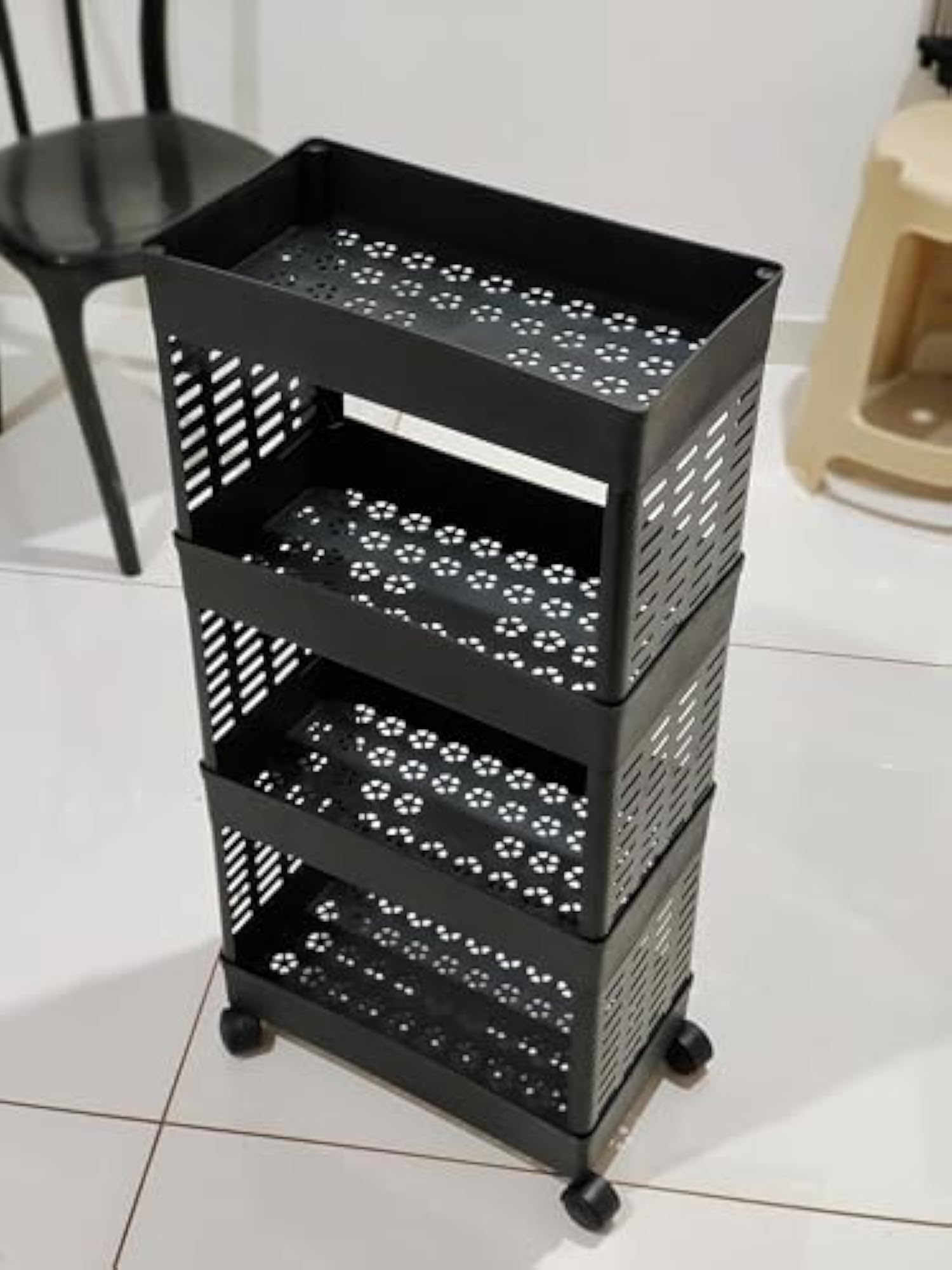 4-Tier Kitchen Storage Rack - Black, Multipurpose