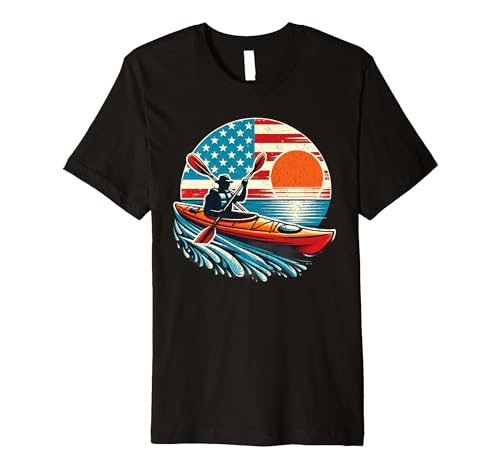 Sunset Life Kayaking American Flag T-Shirt