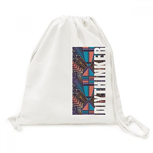 Sac de shopping en toile avec cordon et motif bâtiment symétrique coloré
