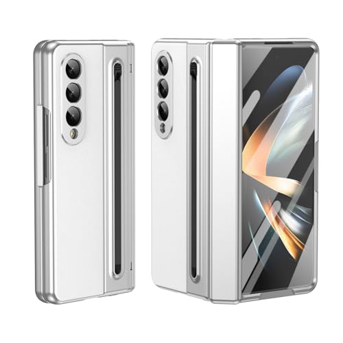 Étui Samsung Galaxy Z Fold 4 avec fente stylet et protection écran blanc