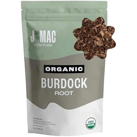 J Mac Botanicals, Organic Burdock Root Tea (16 oz), Certified USDA Organic Burdock Root herb, fresh dried herb from Eastern Europe Cover