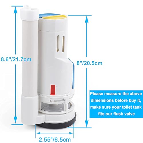 2 Inch Toilet Flush Valves Toilet Repair Kit Dual Flush Valve Replacement Fit for One Piece Toilet Top Push Button Valve (8" Height)