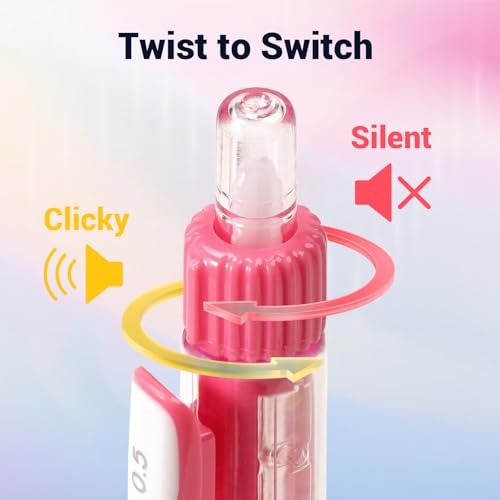 Image of WRITECH Retractable Gel Ink Pens: 0.5mm Black-Ink Switch Between Silent and Clicky Soft Grip Fine Point Pen for Journaling Smooth Writing Quick-dry No Bleed 10ct