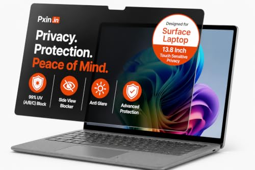 Image of Pxin Aura | Compatible with Microsoft Surface Laptop - 7 | 13.8 Inch - Ultra Touch Sensitive Privacy Screen | Anti Blue | Anti Glare | UltraThin for Hyper Touch | Anti UV | Privacy Filter