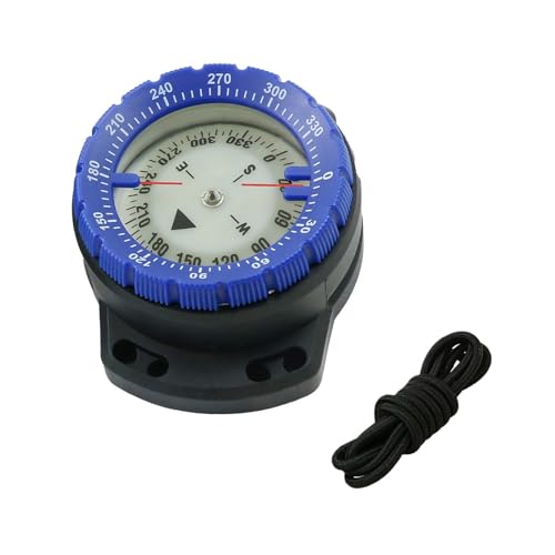 Diseño equilibrado de relleno líquido, 50 m, brújula sumergible luminosa, herramienta de navegación impermeable con correa elástica para buceo, camping, senderismo, actividades al aire libre (azul)