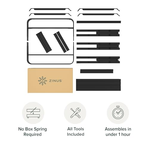Image of Zinus Rumi 14in Full Metal Bed Frame, Quick Assembly SmartBase Mattress Foundation, Heavy Duty Sturdy Steel with No Box Spring Needed, Eco-Friendly Packaging, Black