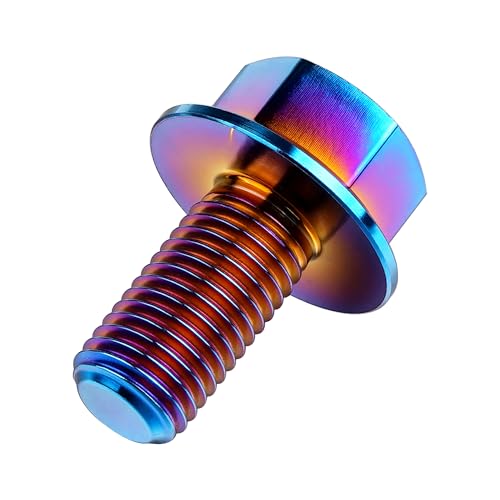 Image of Ti Screws M10 x 20 25 30 35 40 45 50 55 60 65 70 75 80 90 100mm 1.25 Pitch Titanium Flange Hex Bolt Pack of 4 (Burnt Blue, M10x25mm)