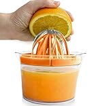 🍊Cuando la vida te da limones, obtén un exprimidor. : No deja zumo detrás con la taza de e!Orion zumo exprimidor. Fabricado con materiales de alta calidad sin BPA construidos para proporcionar la máxima comodidad para medir, colar y extraer cada onza de bondad cítrica de tu fruta en una sola vez. La capacidad de la taza de 400ml es perfecta para guardar el zumo recién exprimido cuando se extraen cantidades masivas de limas, limones, naranjas o pomelo.