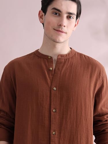 Image of StitchX Men's Full Sleeve Mandarin Collar Shirt