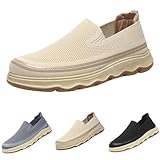 BOTCAM Mocasines para hombre, zapatos de negocios, mocasines, suela gruesa, antideslizantes, transpirables, cómodos, antideslizantes, para conducir, zapatos de barco, beige, 41 EU