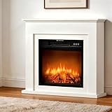 Yopower Electric Fireplace with Mantel, Space Heater with 3D Flame, 3-speeds, Freestanding Fireplace for Home, Living Room, Bedroom & Kitchen Use, White