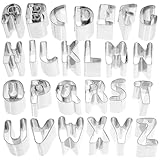 Kichvoe Cortador de Galletas de Acero Inoxidable 26 Letras del Alfabeto en Inglés, Molde para Fondant y Galletas Caseras, Set de 26 Piezas Caja Pvc, Adecuado para Repostería y Decoración