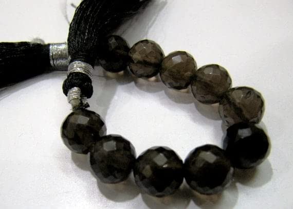 Quartz fumé perles rondes 8mm facettées de LKBEADS pierres naturelles semi précieuses