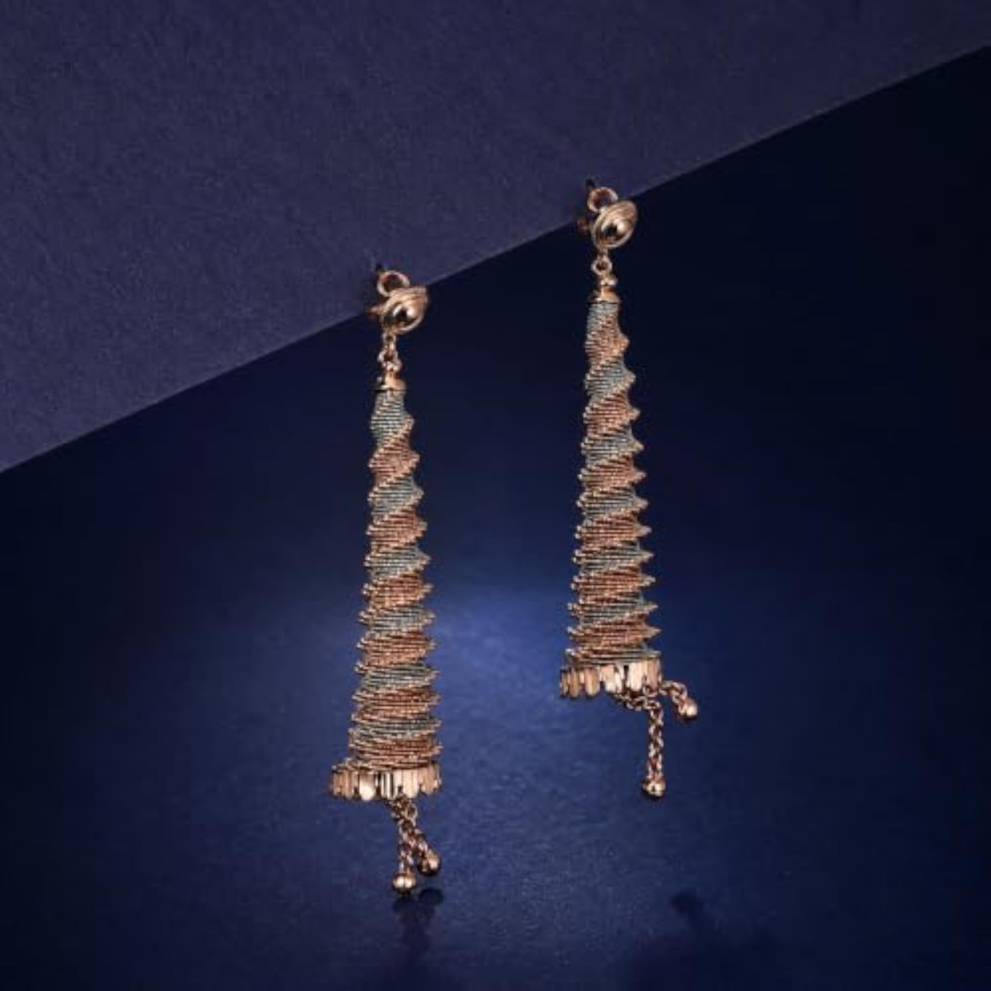 Women's Two-Tone Coiled Tassel Drop Earrings, Lightweight