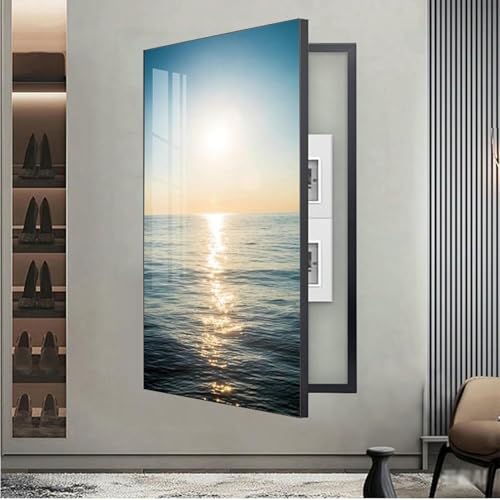 Cache-compteur électrique mural et boîte à fusibles en tableau déco
