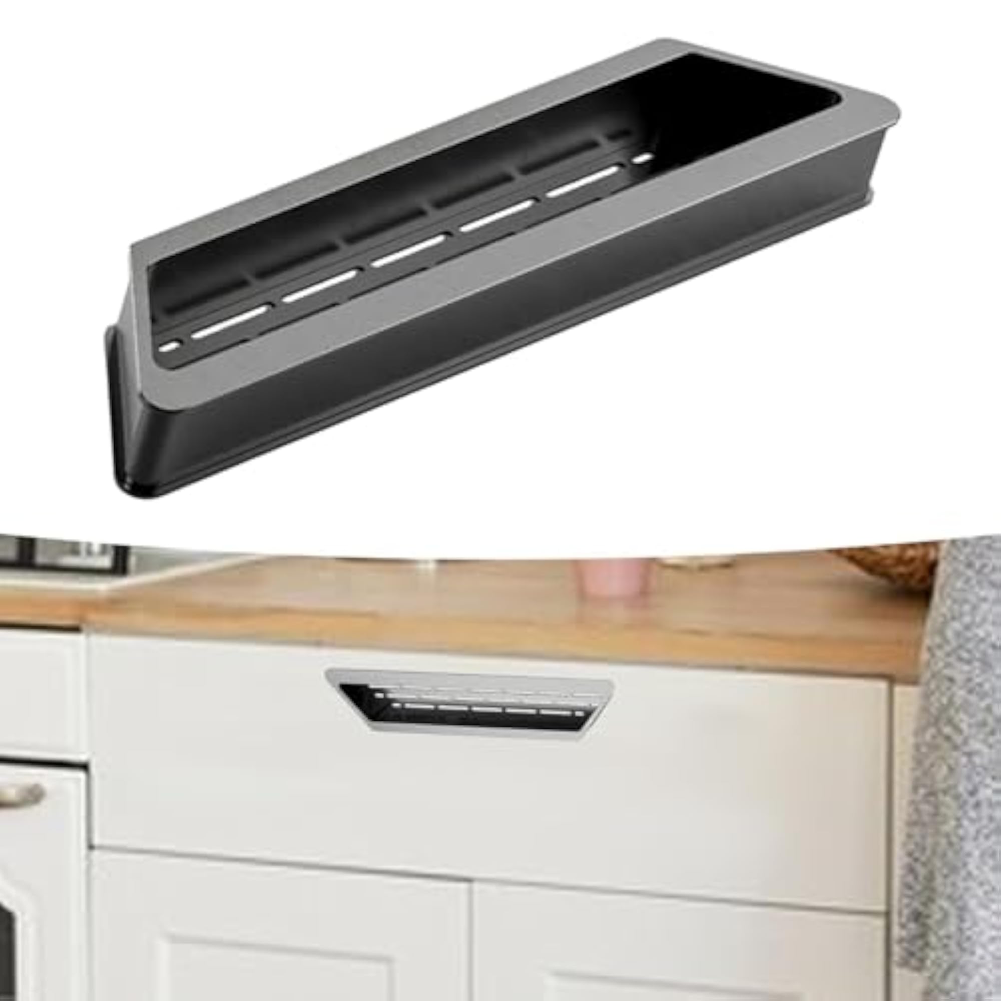 Recessed Pull Mesh Door Plate Handle for Barn & Sliding Doors, Gray