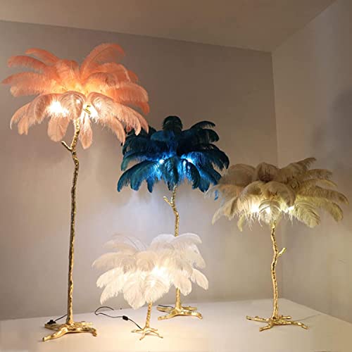 Lámpara de pie dorada regulable de plumas para iluminar con suavidad 4