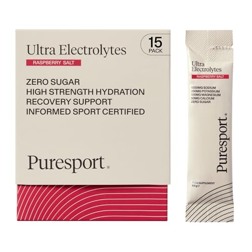 Puresport Ultra Electrolytes Hydration Raspberry Salt (15 Pack) | High Performance Sugar Free Electrolytes Powder | 1000mg of Sodium | Electrolyte Sachets to Optimise Hydration/Support Muscle Function
