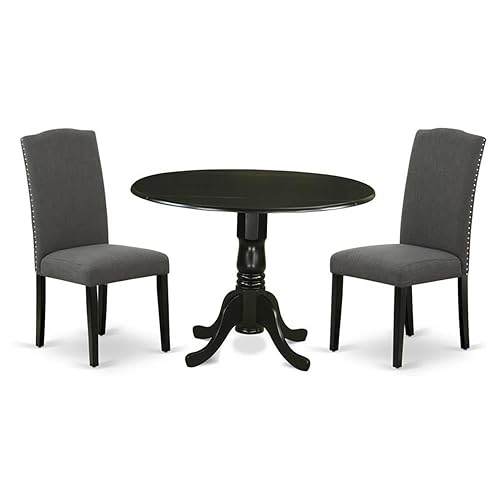 DLEN3-BLK-20 3 Piece Modern Dining Table Set Contains a Round