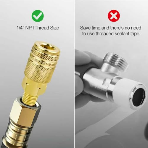 2Packs 1/4\" NPT M-Style Air Coupler Quick Connect Fittings - High Flow Brass Couplers for Air Compressors, Tools, and Accessories - Air Hose Coupler And Fittings