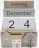 Ewiger Kalender aus Holz Shabby Chic – Schreibtischkalender & Desktop-Kalender zum Umstellen, Deko Hauskalender im Landhausstil by khevga