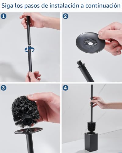 Miniatura 6 de Houha Escobillas De Baño Escobilla Wc Acero Inoxidable Con 2 Cabezales De Cepillado, Diseño Cerrado De Secado Rápido Negro