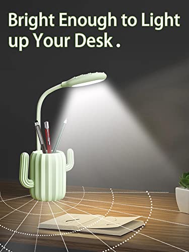 Wlhong Cactus Desk Lamp Led Night Light For Kids, Learning Eye Protection Lamp, Dimmable Green Lamp With Pen Holder, Home Bedroom Study Desk Room Decoration Lamp Is The Teens Girls Best Gift (Green) #TOP5