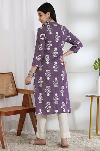 Image of MIRCHI FASHION Pure Cotton Kurti for Women | A-Line Kantha Work Printed Kurta for Woman | Ethnic Wear for Office & Daily Use (Single Piece)