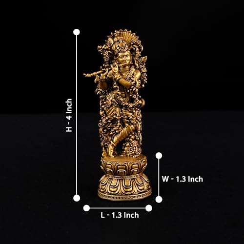 Image of Artarium Handcrafted Standing Krishna Ji Lord Krishan Idol Resin Made Laddu Gopal Murti Kanha Ji Murti for Car Dashboard Home Decor Decorative Showpiece Pooja Room Temple (Antique Krishna 4 Inch)