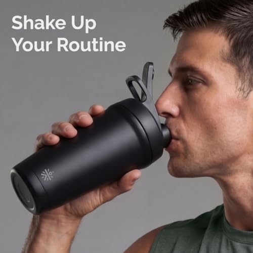 Image of CULT Steel Shaker with Bottom Opener 700ml | Leakproof Shaker for Gym & Protein Shaker Bottle | Stainless Steel Gym Shaker Bottle for Men & Women & Shaker Bottles (Black)