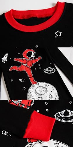 Image of Little bety Cotton 4 Piece Pajamas Boys Long Sleeve Sets Toddler Boys Pjs Kids Sleepwear Sets