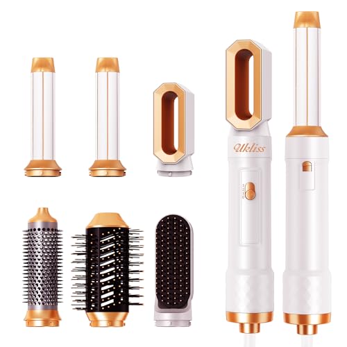 UKLISS Airstyler 6 EN 1, Hair Styler Set avec SèChe-Cheveux Ionique 1000w, Brosse Soufflante Brushing, Auto Wrap Brosse Cheveux Bouclés, Brosse Lissante pour Cheveux Sécher, Boucler, Lisser