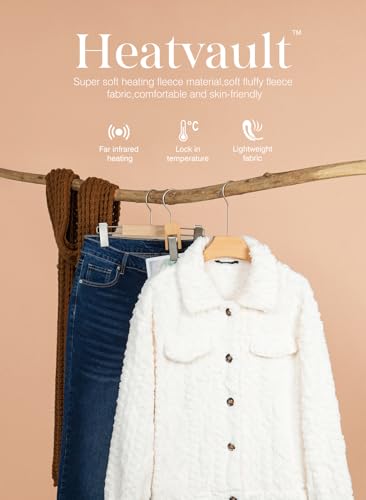 Dokotoo Winter Fleece Heating 2025 Jacket for Women Button Down Stand Collar with Pockets Coats3