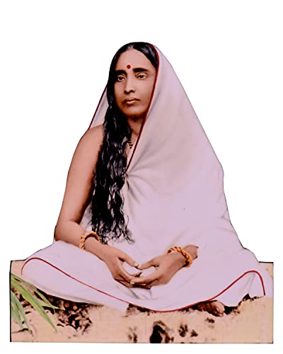 Vils Sri Sarada Devi/Sri Sri Maa/Holy Mother Divine Blessing Wood & Plastic Statue/Photo Frame with Backstand (Size: 5 inch X 6 inch)- Multicolor