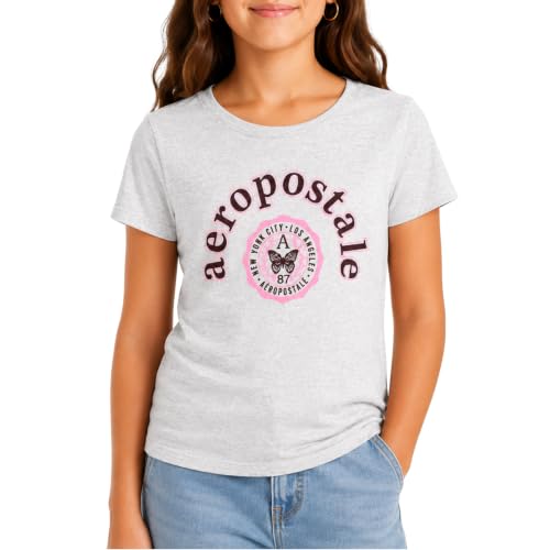 Image of Girls T-Shirts, Soft Cotton Blend Short Sleeve Crewneck Logo Tee (7-16) | Breathable Everyday Feel, Fun Graphic Personality, Pairs with Jeans, Skirts & Leggings for School, Play & Weekends