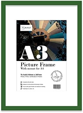 A2 Black Picture Frame, Fits A2 (42 x 59.4cm - 16.5 x 23.4in) Poster, Photo, or Print. Portrait and Horizontal Wall Hooks