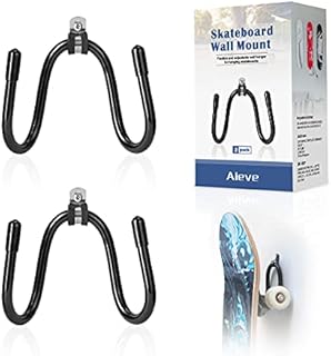 AIEVE Skateboard Wall Mount, 2 Pack Skateboard Hooks Hanger Skateboard Storage Rack with Screws, Wall Bracket Hooks Storage Display for Skateboards, Guitar, Headphones, VR Headset