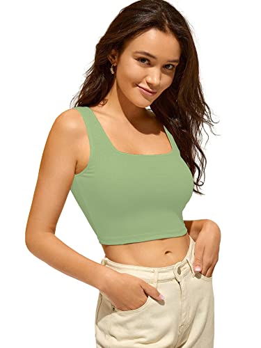 Image of Shasmi Women Ribbed Square Neck Tank Crop Top