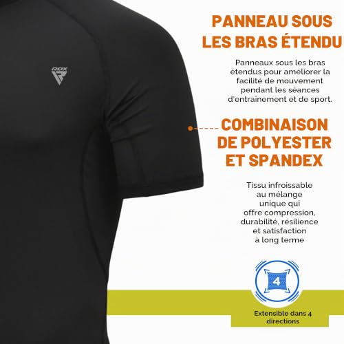 RDX Rash Guard MMA Chemise de Compression, Debardeur Manche Longue Demi Sport Combat Débardeur pour Surf Training Sparring Running Cycling, Sudation Arts Martiaux Chemis Tee Shirt baignade Homme – vue 5