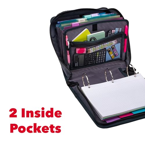 Pasta com zíper Case-it Mighty Zip, anel de vedação de 7,6 cm com abas de 5 cores, pasta de arquivo