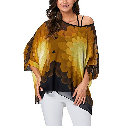 Image of Ckikiou Plus Size Batwing Flowy Semi Sheer Chiffon Blouse Tunic for Women Summer Floral Print Boho Beach Cover ups