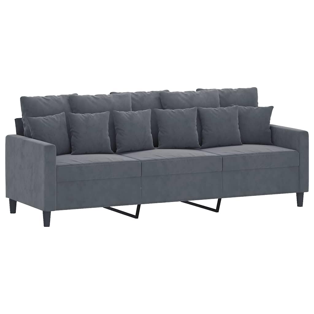 Sofá de 3 plazas terciopelo gris oscuro 198 x 77 x 80 cm sofá
