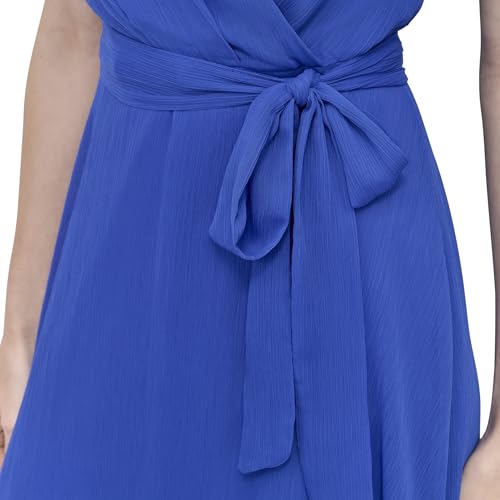 Image of DKNY Women's Flutter Sleeve Surplice Tie Fit & Flare Midi Dress
