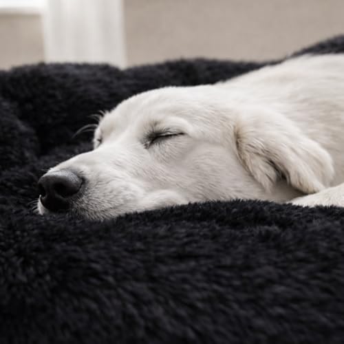 Image of ZEXSAZONE Summer Round Doughnut Comfortable Durable 2 in 1 and Washable Pet Bed | Cat Bed | Puppy Bed | Dog Bed | Medium Dog Bed for Cats Puppies Labrador German (Black, Large)