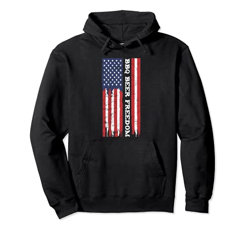 Funny BBQ Beer Freedom: Bandera de Estados Unidos BBQ Beer Freedom Sudadera con Capucha