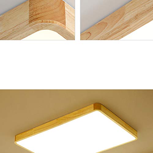 Plafonnier en bois LED rectangulaire 60x40cm avec télécommande - 5